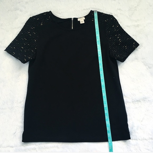 Like New Black J. Crew Blouse with Tweed Sleeves - Picture 4 of 5